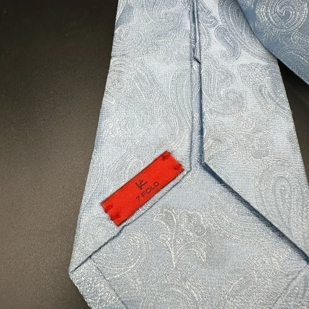 ISAIA Steel Blue Paisley Silk Tie